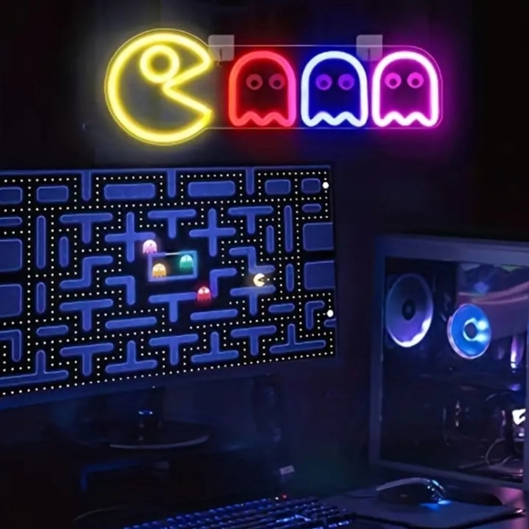 New Neon LED USB and battery Pac Man and ghosts sign.Other styles sol… - Picture 1 of 7